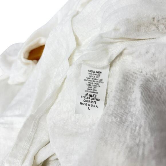 Match Point Cowl Neck 100% Linen Long Sleeve White Tunic size Large - Picture 5 of 6
